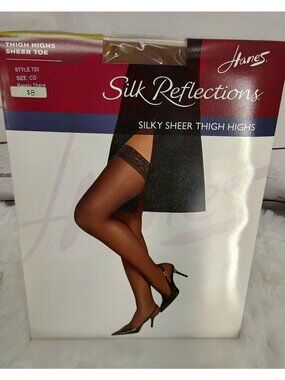 Hanes Silk Reflections Silky Sheer Thigh Highs Style 720 CD Barely There Sheer T